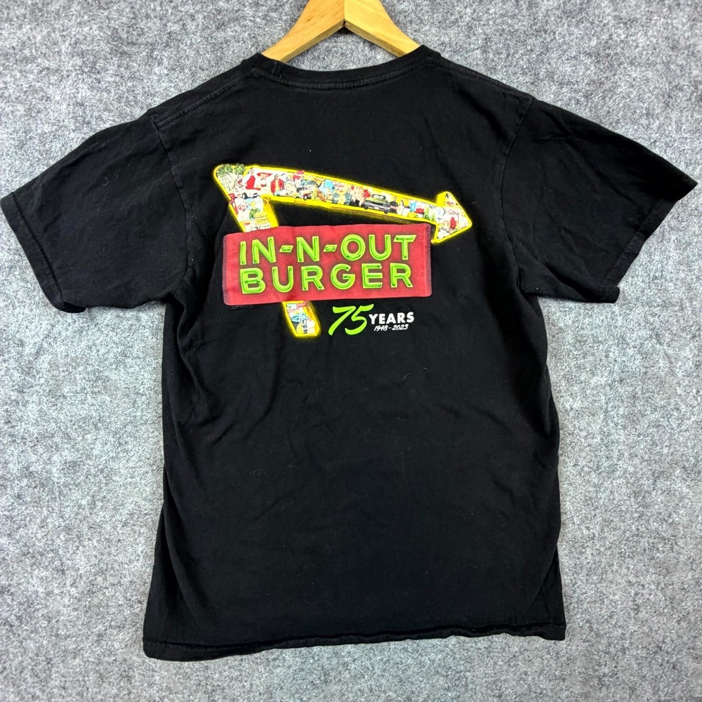 In-N-Out Burger T-Shirt Mens M Black 75th Anniversary Graphic Cotton Crew Neck‎